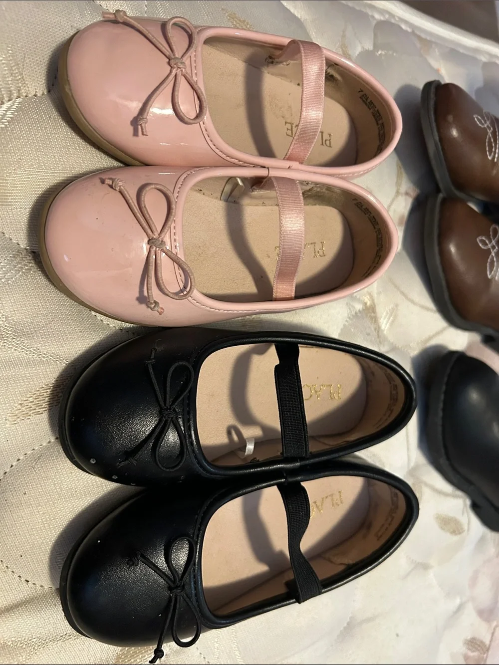 The Children's Place Pink and Black Girls Mary Jane Ballet Flats